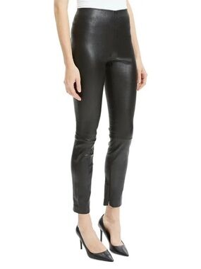 Theory Black BRISTOL BLACK LAMB LEATHER SKINNY LEGGING PANTS SIZE 4
